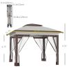 Outsunny 12' x 12' Pop Up Canopy Tent with Netting and Carry Bag, Instant Sun Shelter with 137 sq.ft Shade, Beige and Brown